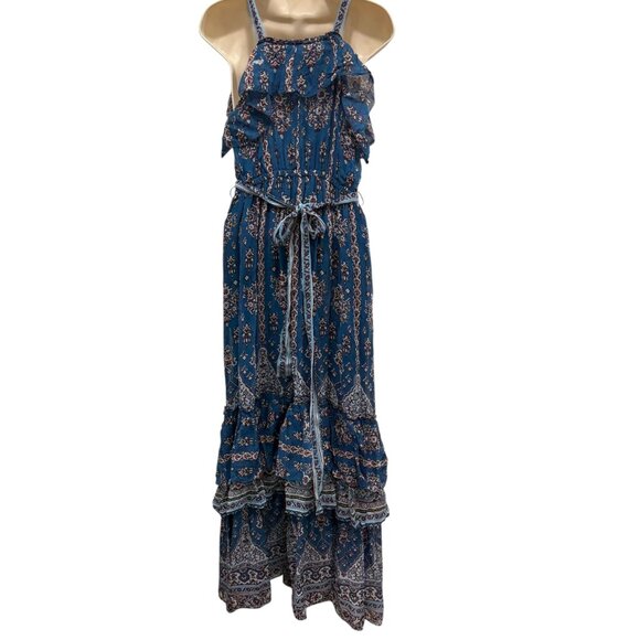 Anthropologie Sasha Maxi Dress S Ruffle Sleeveless Floral Boho Tiered Hem New - Picture 5 of 9